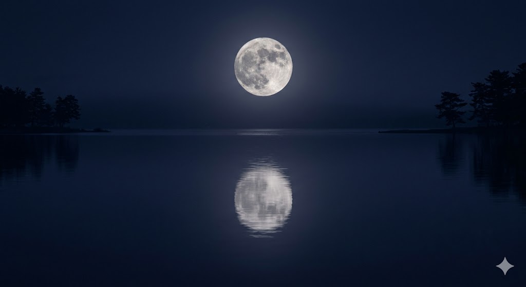 full moon reflection japanese night tsuki