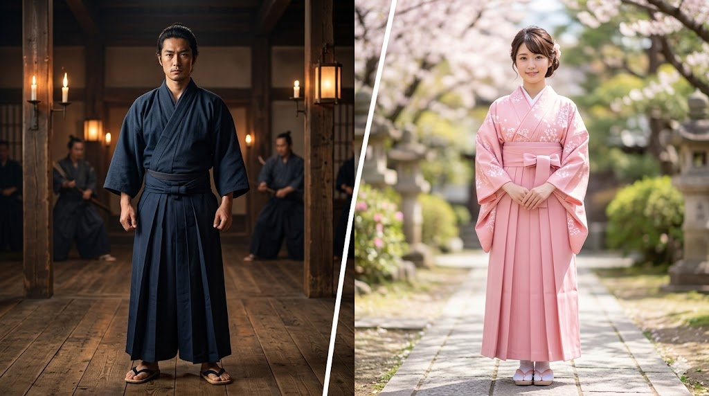 Umanori hakama vs Andon hakama comparison