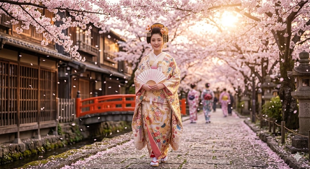Kimono pattern sakura cherry blossom meaning