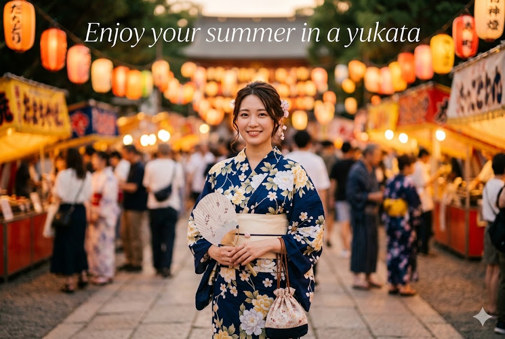 A woman enjoying a summer festival in her yukata