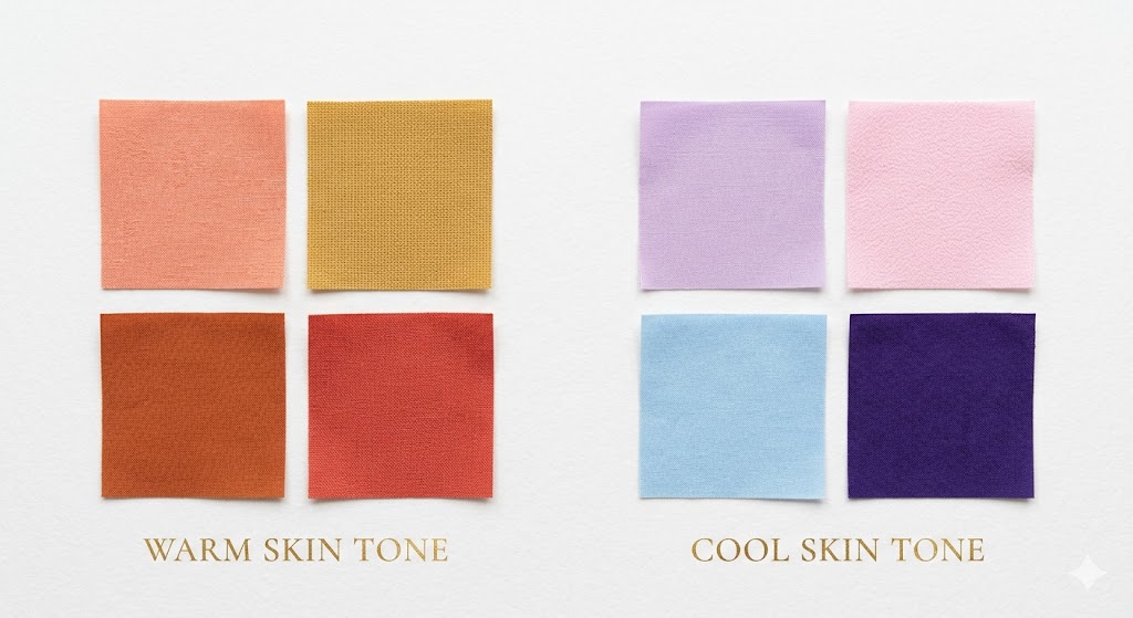 yukata color guide skin tone warm and cool swatches
