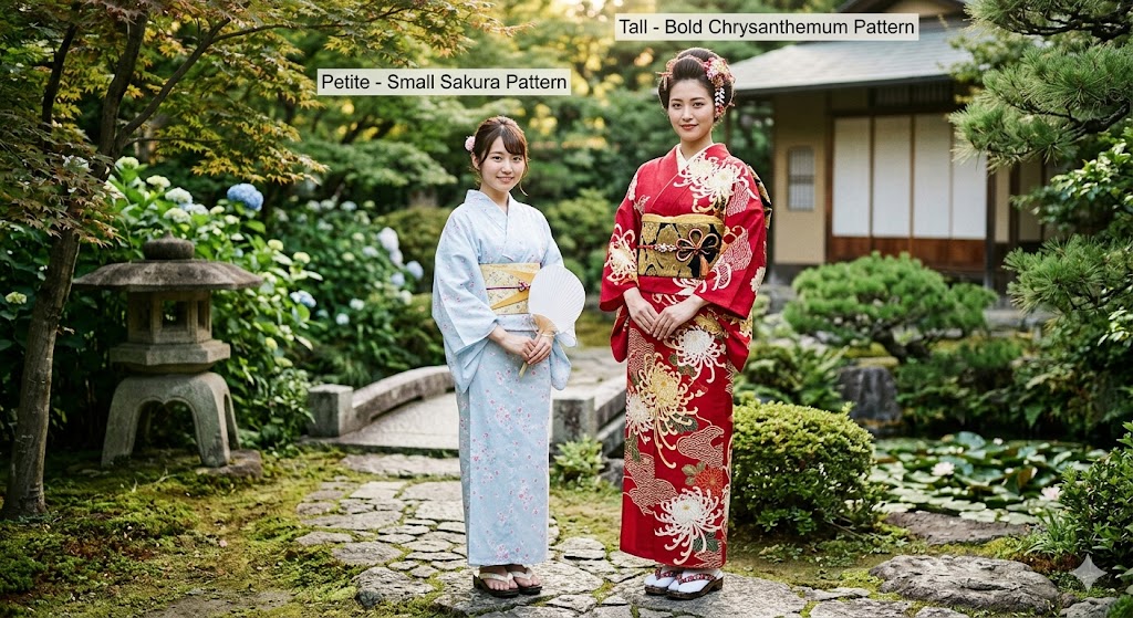 yukata petite and tall body type comparison outfit