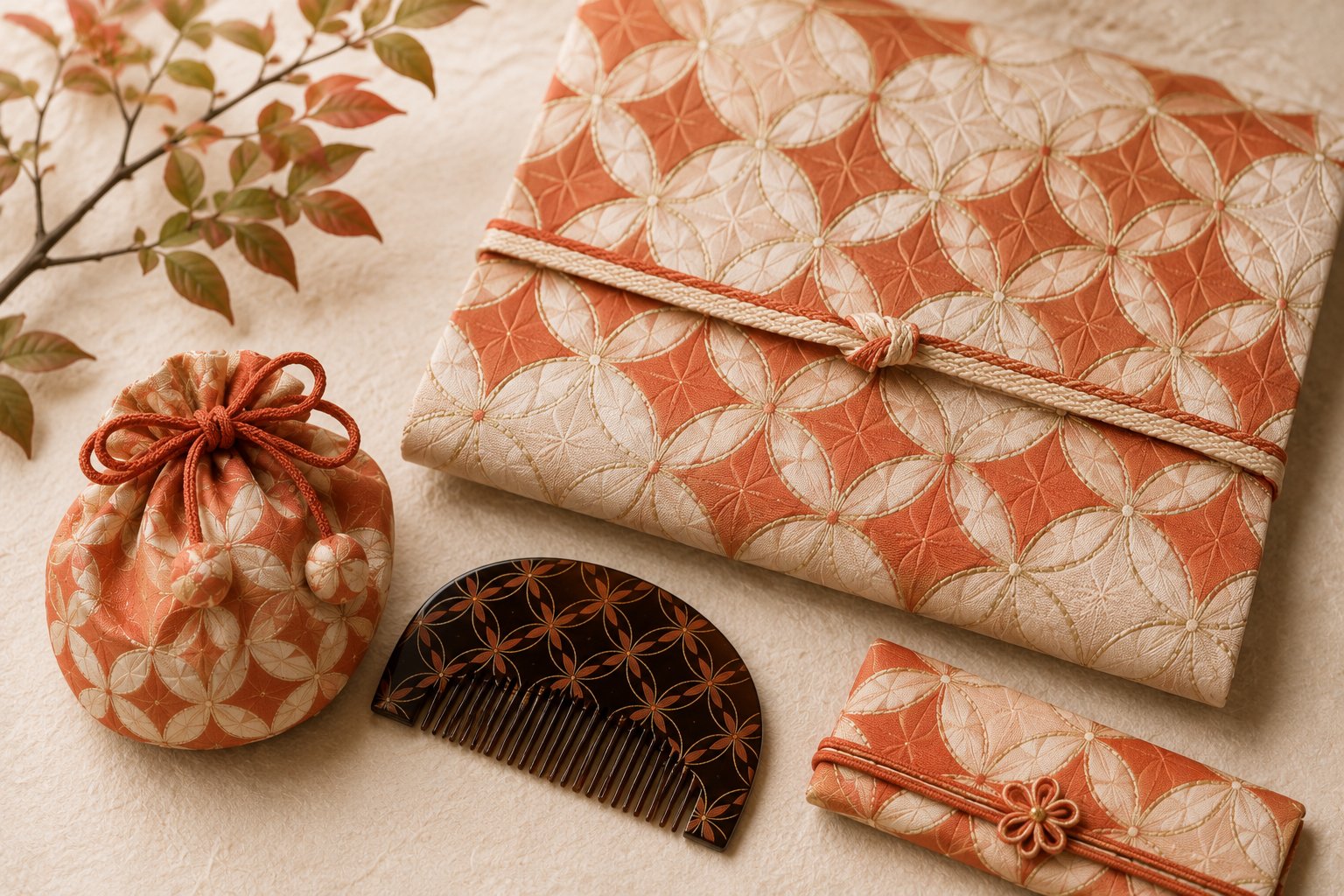 Traditional Japanese crafted accessories featuring the shippou pattern